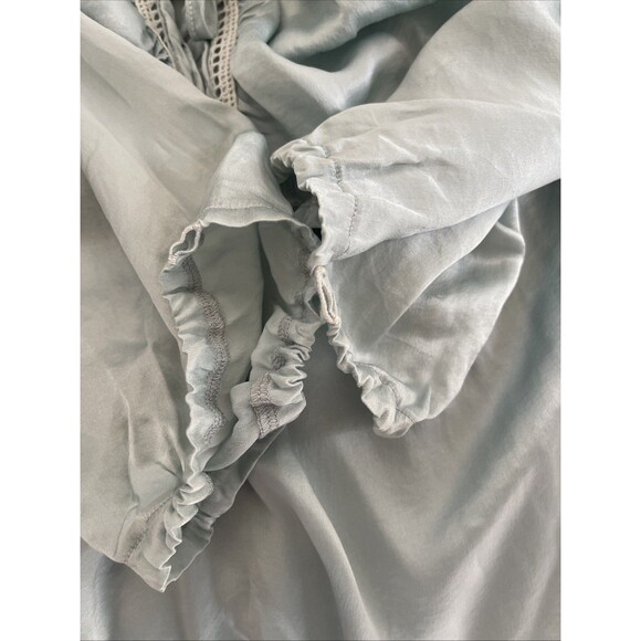 Braez Silk Blouse Dust Blue Long Sleeve Tie Neck Silk S - Picture 6 of 6